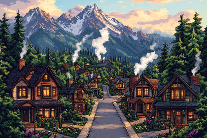 Village In Mountain Valley