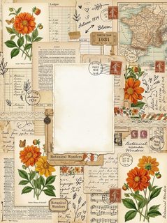 vintage botanical collage