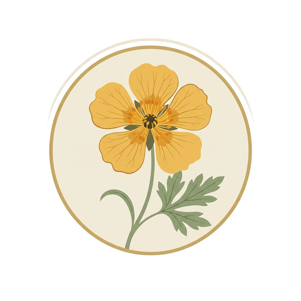 Vintage Botanical Illustration of a Yellow Flower