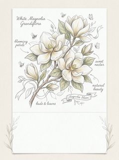 Vintage Botanical Magnolia Illustration