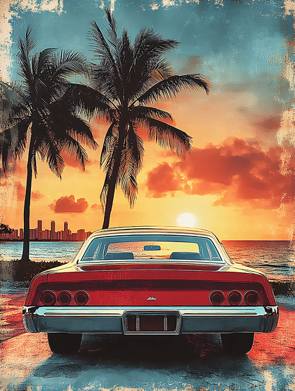 Vintage Car Sunset