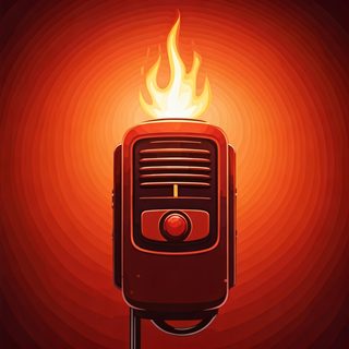 flaming retro microphone