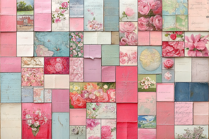 Vintage Floral and Map Collage