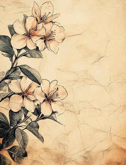 Vintage Floral Design On Aged Paper