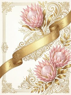gold pink protea template