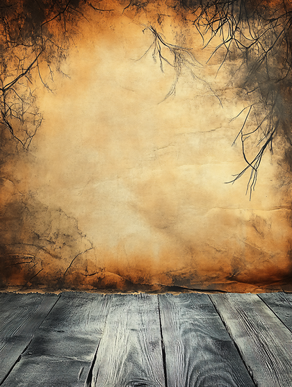 Vintage Halloween Background With Wooden Floor