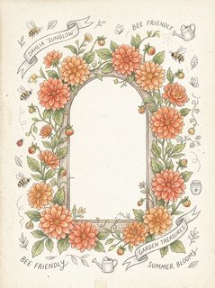 vintage dahlia floral frame
