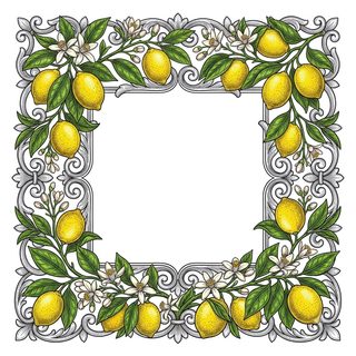 Vintage Lemon Fruit And Blossom Decorative Frame