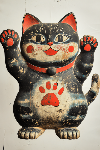 Vintage Maneki Neko Cat Figurine