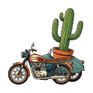 motorcycle cactus illustration