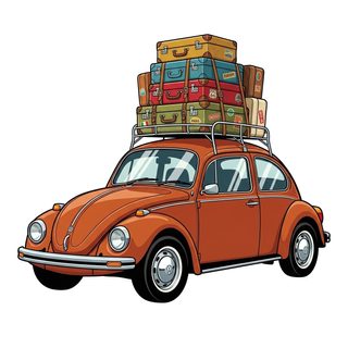 vintage bug with luggage