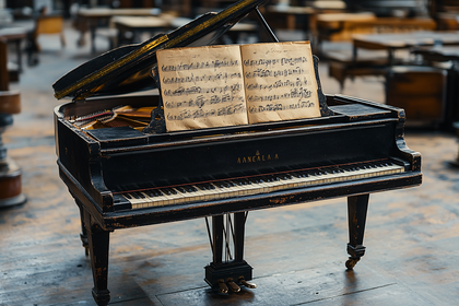 Vintage Piano with Sheet Music