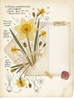 pressed daffodil journal page
