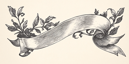 Vintage Ribbon Banner with Foliage