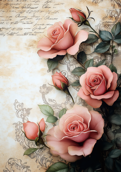 Vintage Roses with Calligraphy