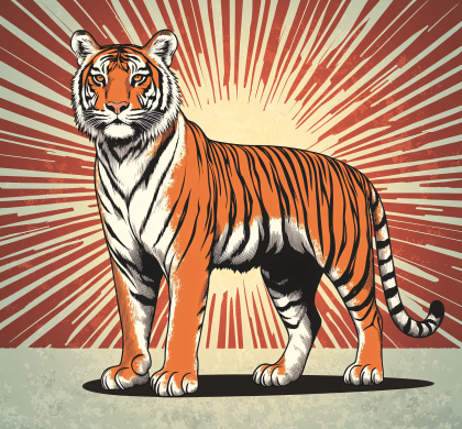 Vintage Style Tiger Illustration