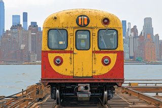 Vintage Subway Car Cityscape