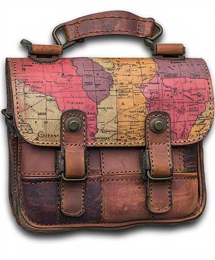 Vintage World Map Leather Satchel