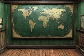 Vintage World Map on Wooden Wall
