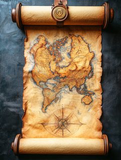 Vintage World Map Scroll