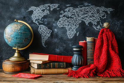 Vintage World Map Study Decor