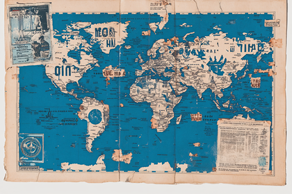 Vintage World Map with Documents