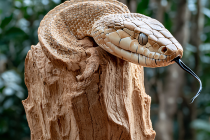 Viper Snake Portrait On Wood