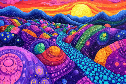 Vivid Landscape with Colorful Hills