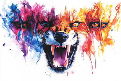 Vivid Watercolor Fox Portrait
