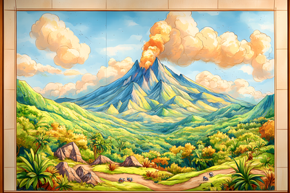 Volcanic Landscape with Armadillos