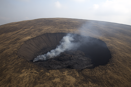 Volcano Crater Aerial View