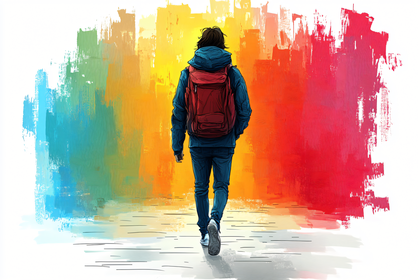 Walking Away Colorful Background