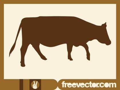 Walking Cow Silhouette Free Vector