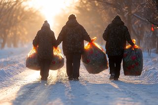 Walking with Leaf Bags