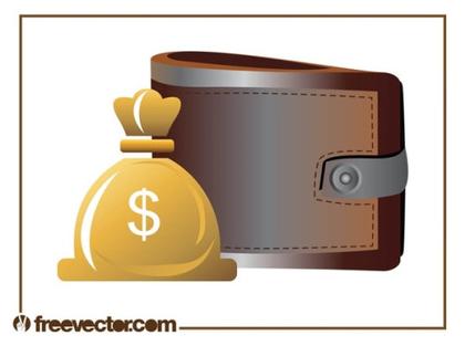 Wallet and Bag of Money Free Vector