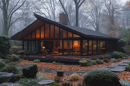 Warm House In Misty Woods