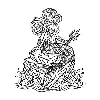 warrior mermaid coloring page