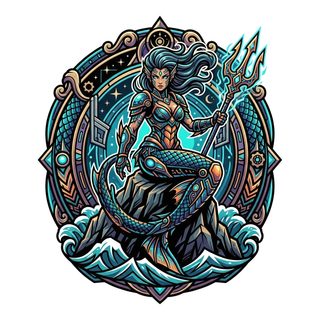 warrior mermaid trident
