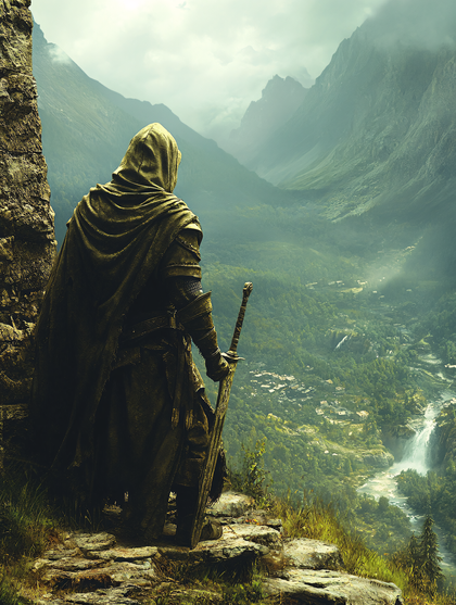 Warrior Overlooking Valley