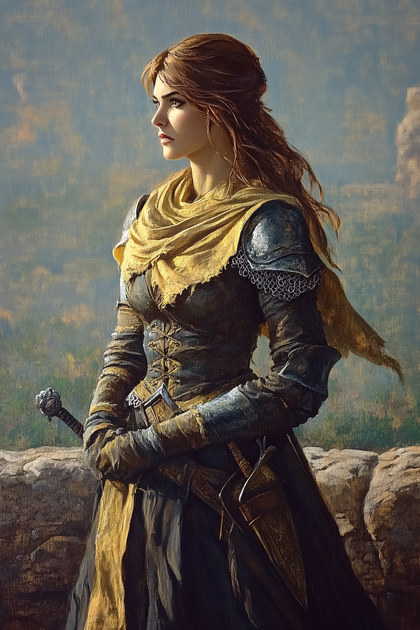 Warrior Woman In Medieval Armor