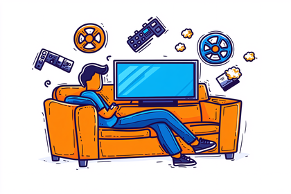Watching TV Illustration