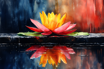 Water Lily Reflection Watercolor