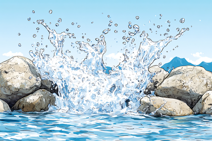 Water Splash Between Rocks