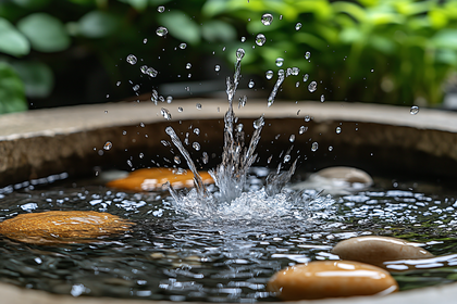 Water Splash in Stone Basin