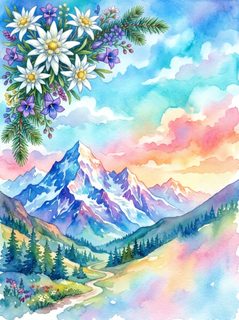 mountain floral watercolor