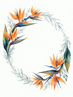 watercolor bird paradise wreath