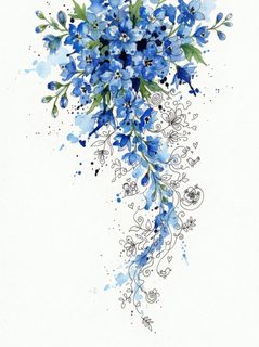 watercolor blue floral arrangement