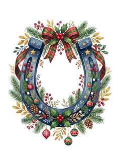 christmas horseshoe wreath