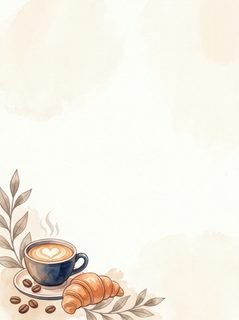 coffee croissant stationery