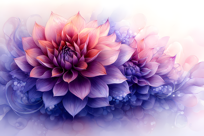 Watercolor Dahlia Flowers
